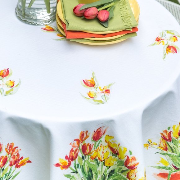 April Cornell Tablecloth Tulips 54x54 NWT - Picture 2 of 3
